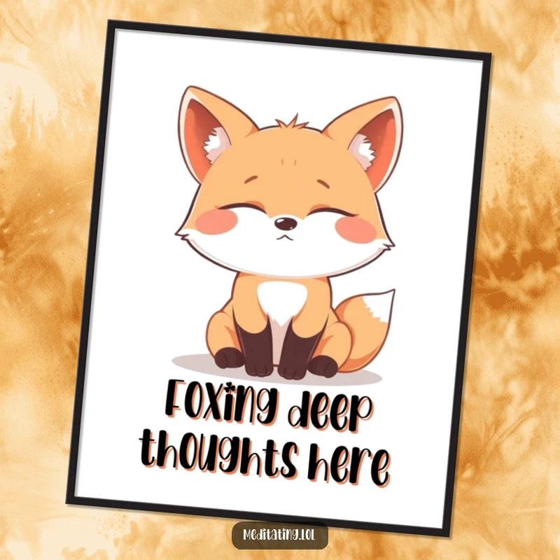 Funny Free Printable Wall Art: A curious fox with closed eyes sits in deep, humorous contemplation, unique decor.
