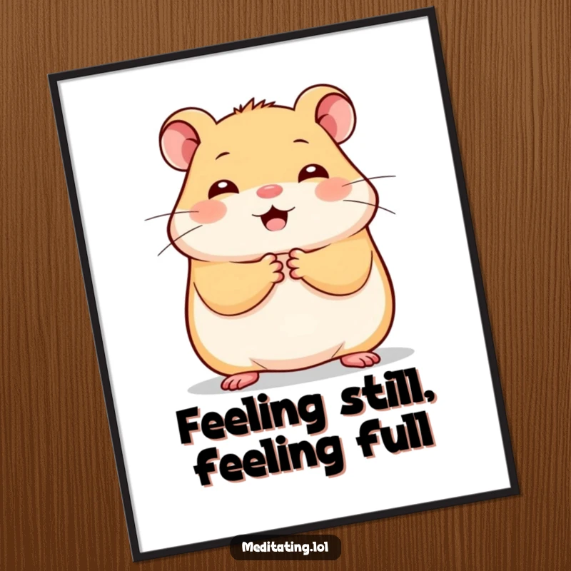 Funny Free Printable Wall Art: A cheerful hamster pauses in stillness, paws together, creating calm and humor.