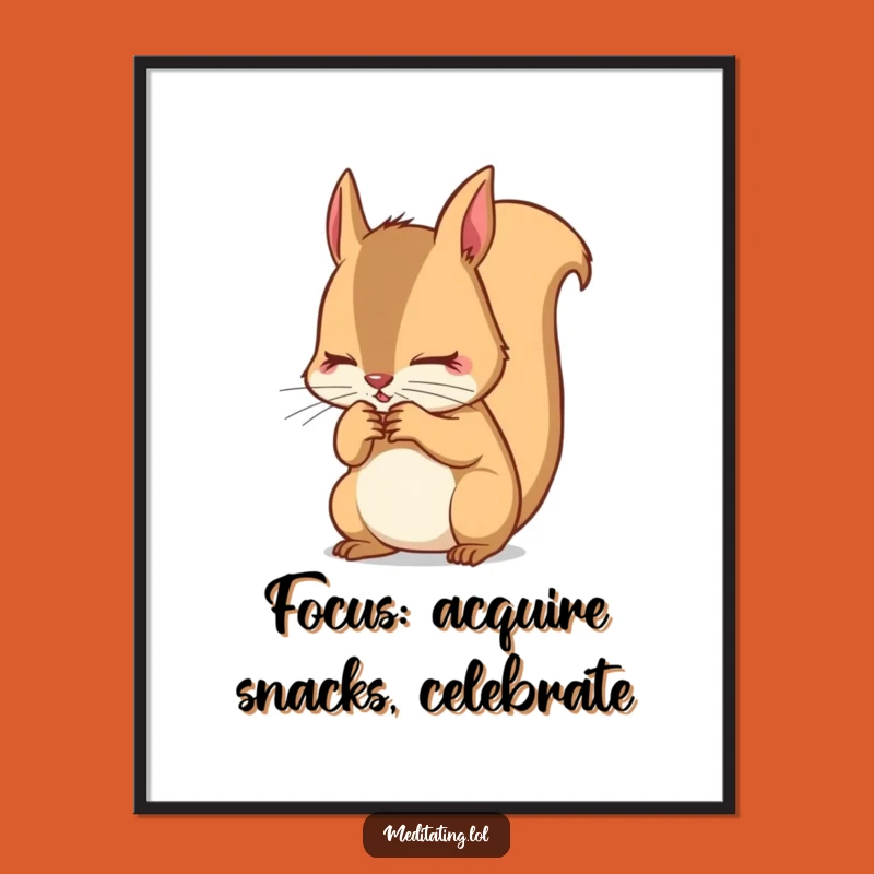 Free Printable Wall Art: Focused Squirrel - Funny Downloadable Art for Home