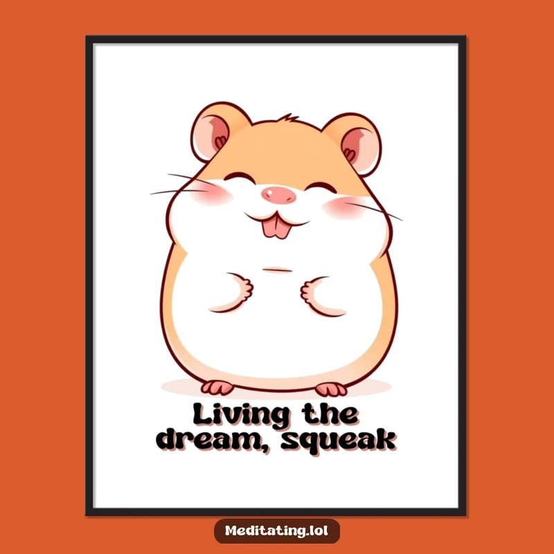 Free Printable Wall Art: Giggling Hamster - Peaceful Smile Downloadable Decor