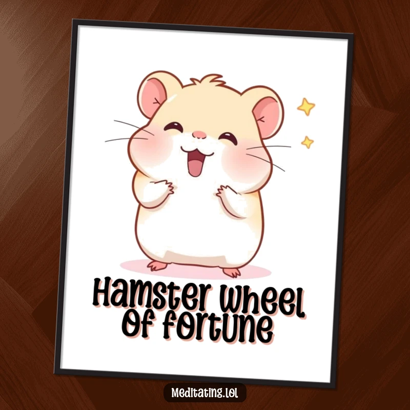 Funny Free Printable Wall Art: A cheerful hamster meditating, humorously wafting imaginary distractions away for ultimate peace.