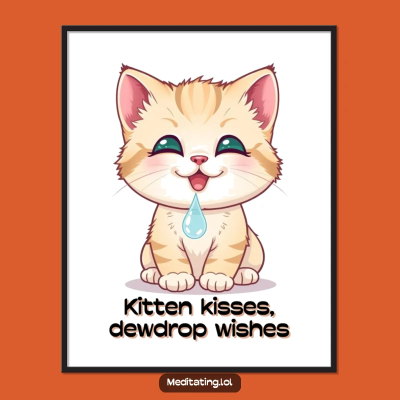Free Printable Wall Art: Kitten & Dewdrop - Funny Downloadable Decor/Gift