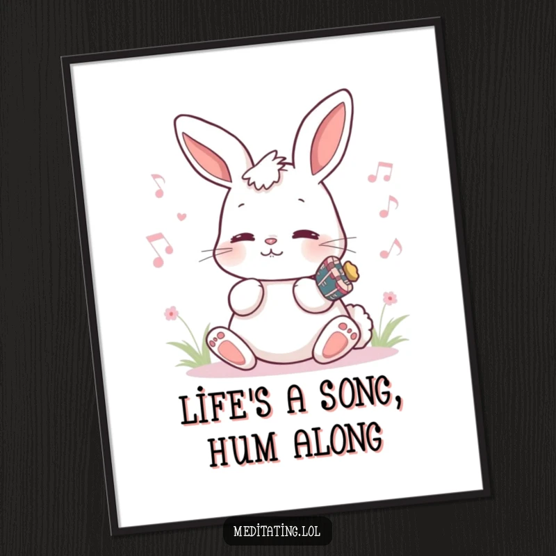 Funny Free Printable Wall Art: Playful bunny humming a sweet, calming melody, adding charm and humor to any wall.