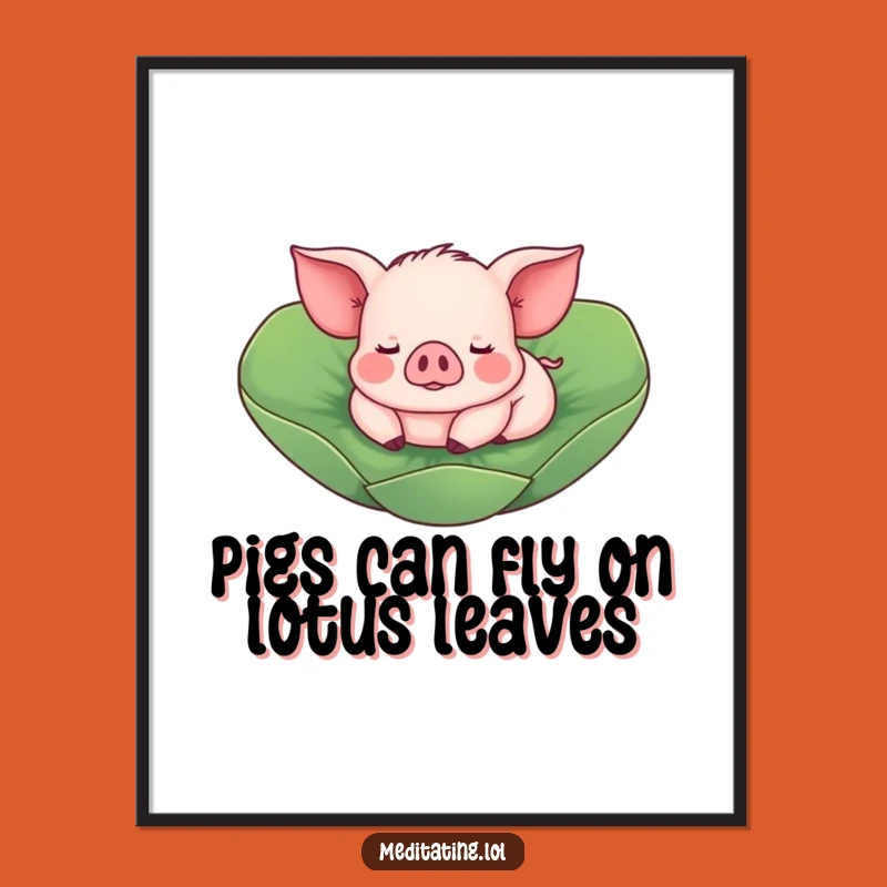 Free Printable Piglet Wall Art: Playful Floating Piggy Zen Funny Downloadable Decor