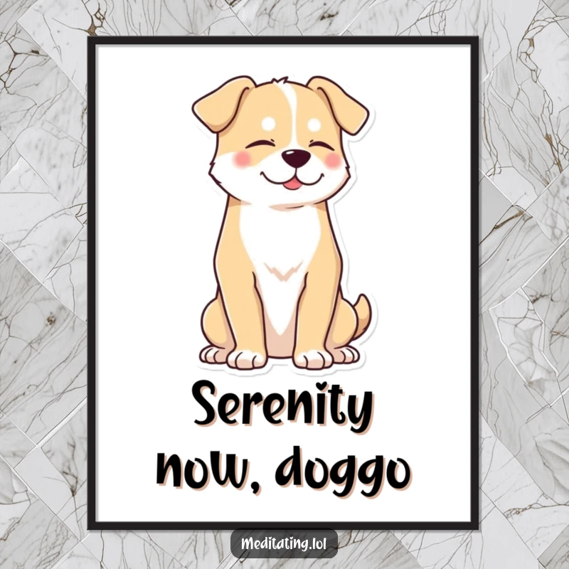 Funny Free Printable Wall Art: A proud dog sits upright, eyes peacefully closed, exuding an aura of calm and mindfulness.