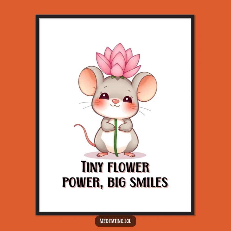 Free Printable Wall Art: Giggling Mouse Flower Balance for Whimsical Downloadable Decor