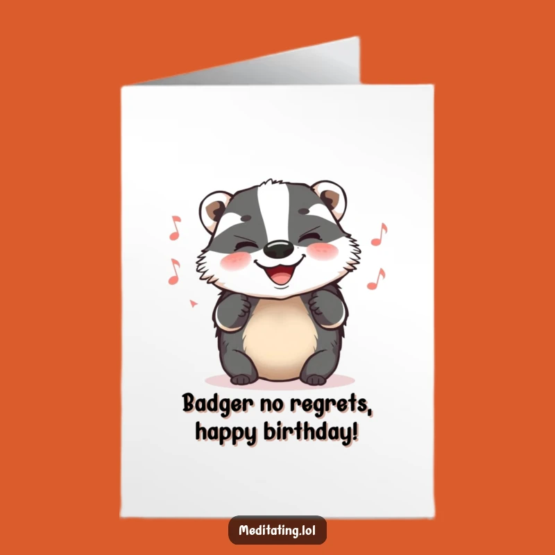 Free Printable Birthday Card: Grinning Badger Tunes for a Joyful Downloadable Gift