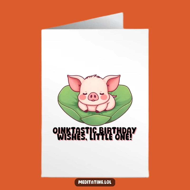 Free Printable Piglet Birthday Card: Cute Playful Floating Piggy Funny Downloadable Gift