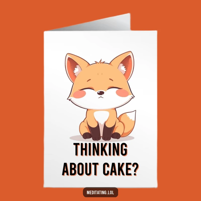 Free Printable Birthday Card: Contemplative Fox Deep Thought Funny Gift