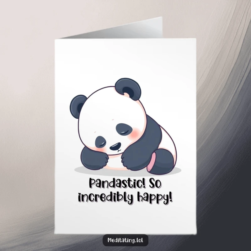 Funny Free Printable Congratulations Card: Relaxed panda resting its head, conveying congratulations with peaceful, humorous charm.