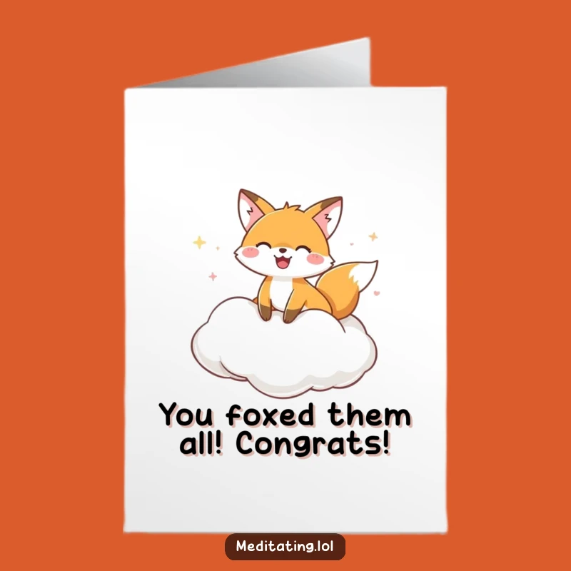 Free Printable Congratulations Card: Happy Fox Cloud Hugs for a Humorous Downloadable Gift