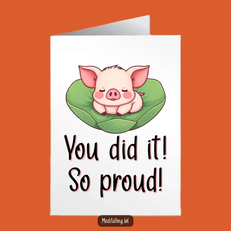 Free Printable Piglet Congrats Card: Playful Floating Piggy Celebration Funny Downloadable Gift