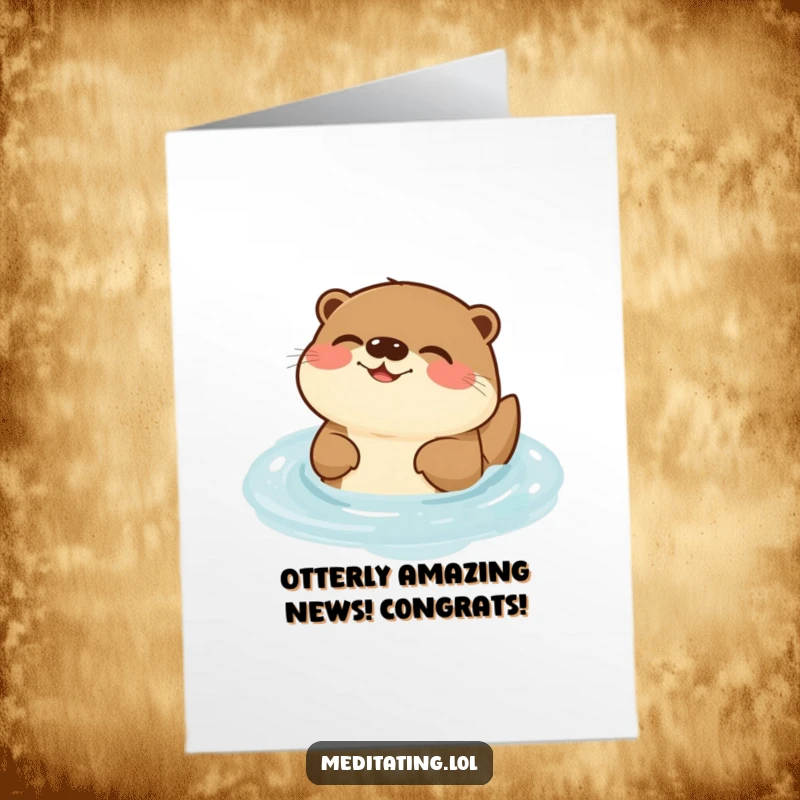 Funny Free Printable Otter Congratulations Card: A happy otter hums with joy while floating, celebrating your amazing accomplishment.