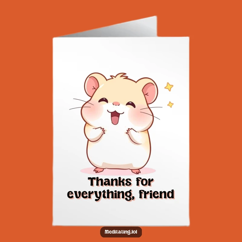 Free Printable Hamster Meditation Thank You Card - Funny Downloadable Gift for Gratitude
