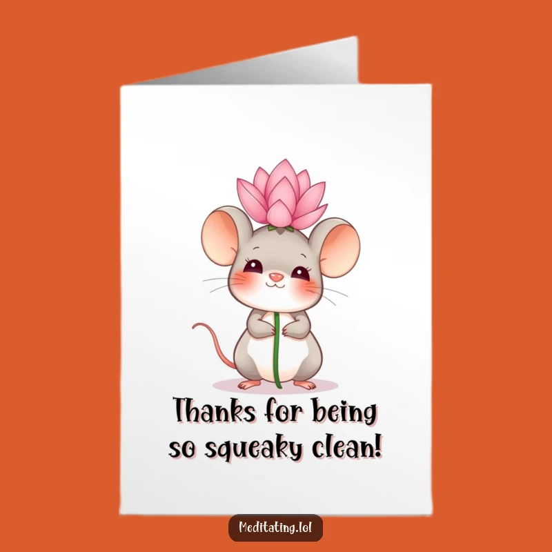 Free Printable Thank You Card: Mouse & Lotus Gratitude for a Sweet Downloadable Gift