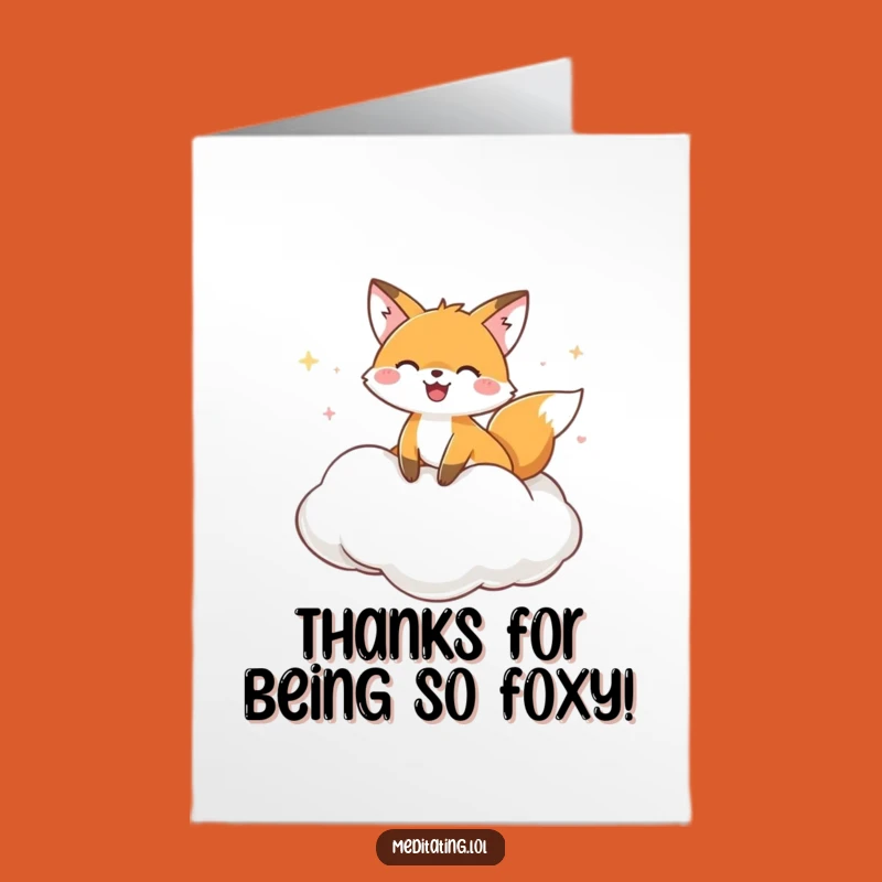 Free Printable Thank You Card: Whimsical Fox Cloud Bliss for a Grateful Downloadable Gift