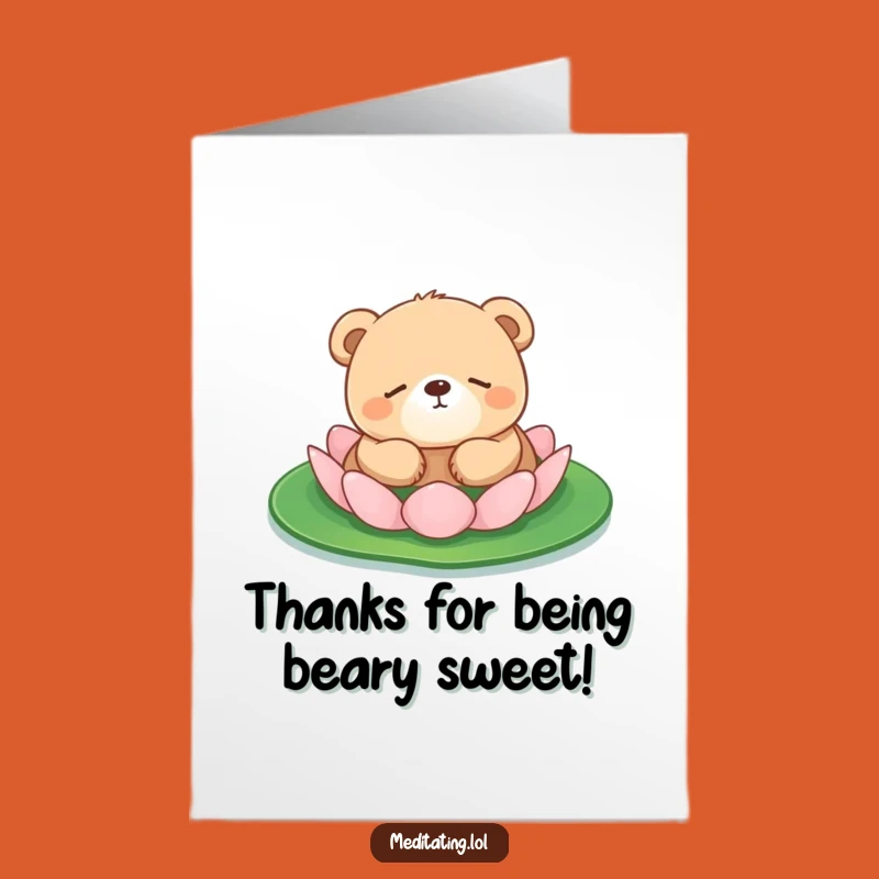 Free Printable Funny Thank You Card: Floating Bear Cub - Gentle Downloadable Gift