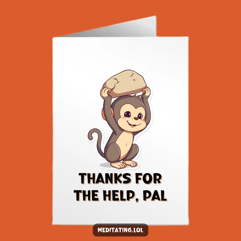 Free Printable Thank You Card: Monkey Balancing Rock Funny Downloadable Gift
