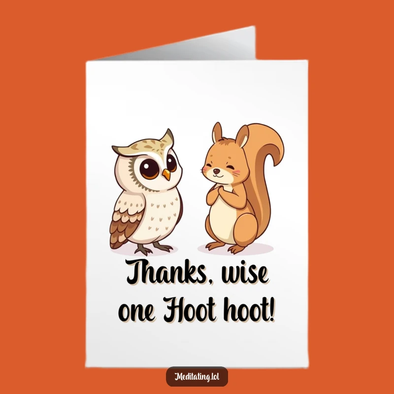 Free Printable Thank You Card: Owl & Squirrel Observation Humor for a Grateful Downloadable Gift