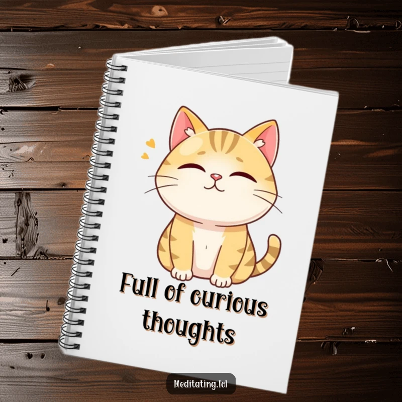 Funny notebook featuring a curious cat humming with eyes closed, perfect for recording humorous thoughts and creative ideas.