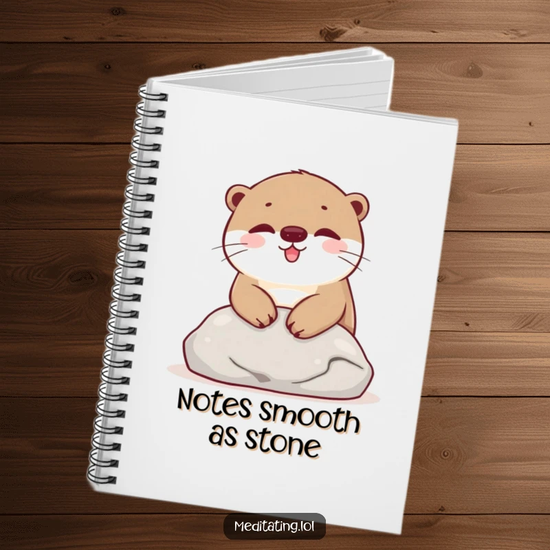 Funny Notebook with a happy otter resting on a stone, ideal for writing, drawing, and capturing cheerful ideas.