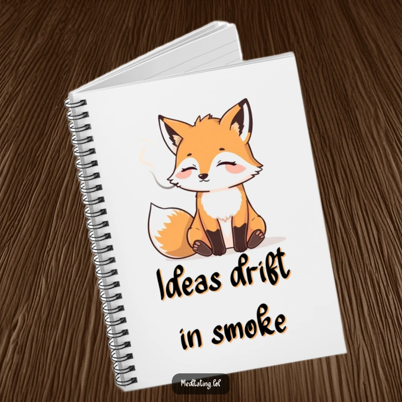 Funny notebook with a relaxed fox exhaling smoke, designed for jotting down humorous thoughts and creative ideas.