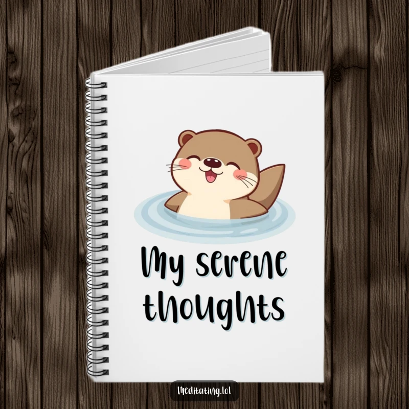 Funny notebook with a delighted otter floating peacefully on its back in calm water, ideal for capturing notes with a smile.