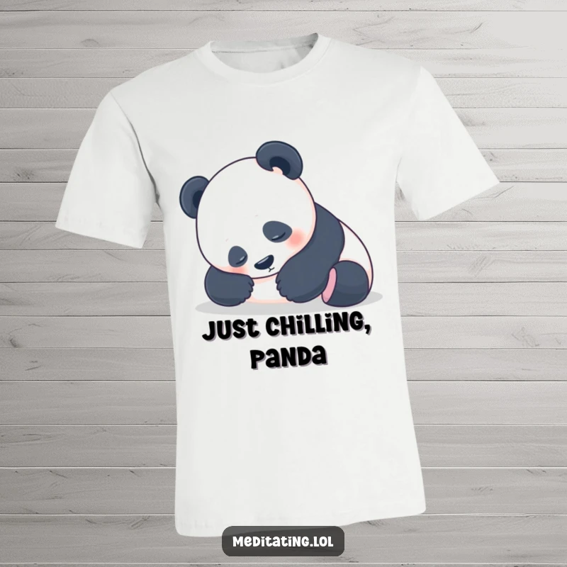 Funny Panda T-Shirt: Peaceful panda resting its head in its paws, designed for ultimate comfort and humorous relaxation.