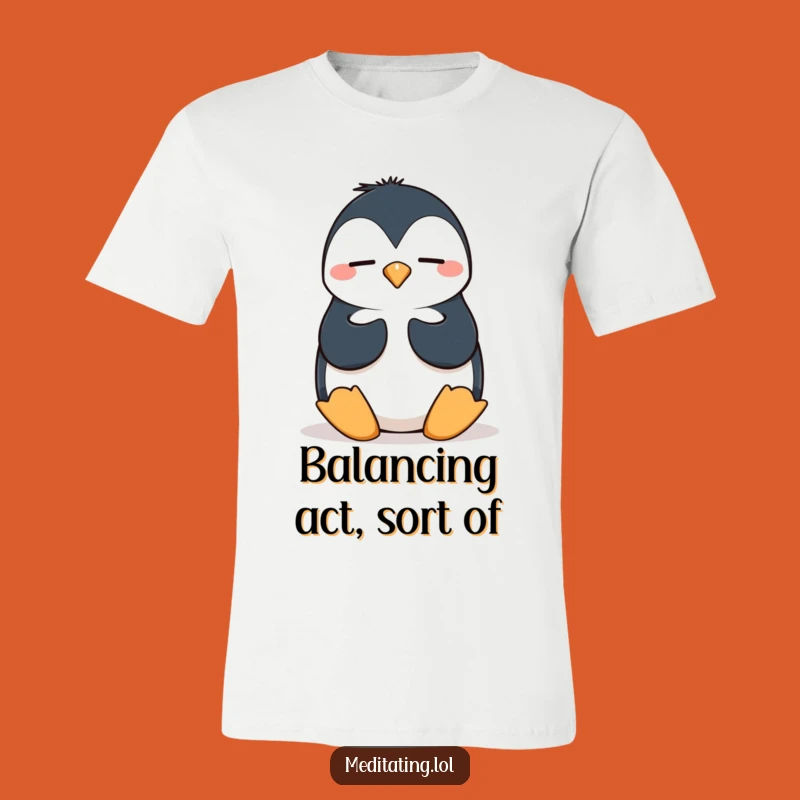 Funny Penguin T-Shirt: Wobbly Meditation Humor for Your Everyday Adventures