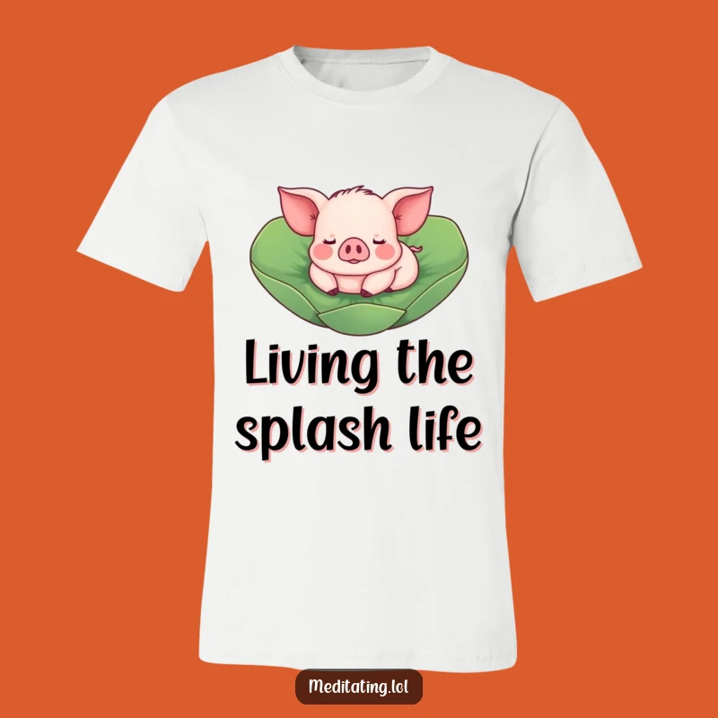 Funny Piglet Lotus Leaf T-Shirt: Playful Swine Graphic Tee for Humorous Gifts