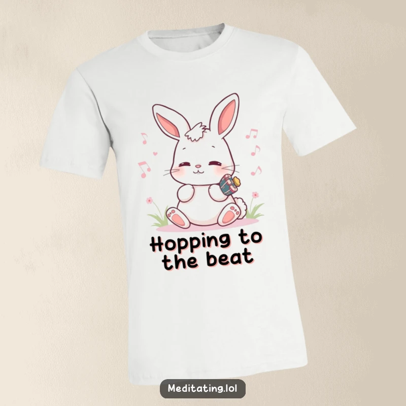 Funny Bunny T-Shirt: A playful bunny humming a peaceful melody, designed for comfort and musical chuckles.