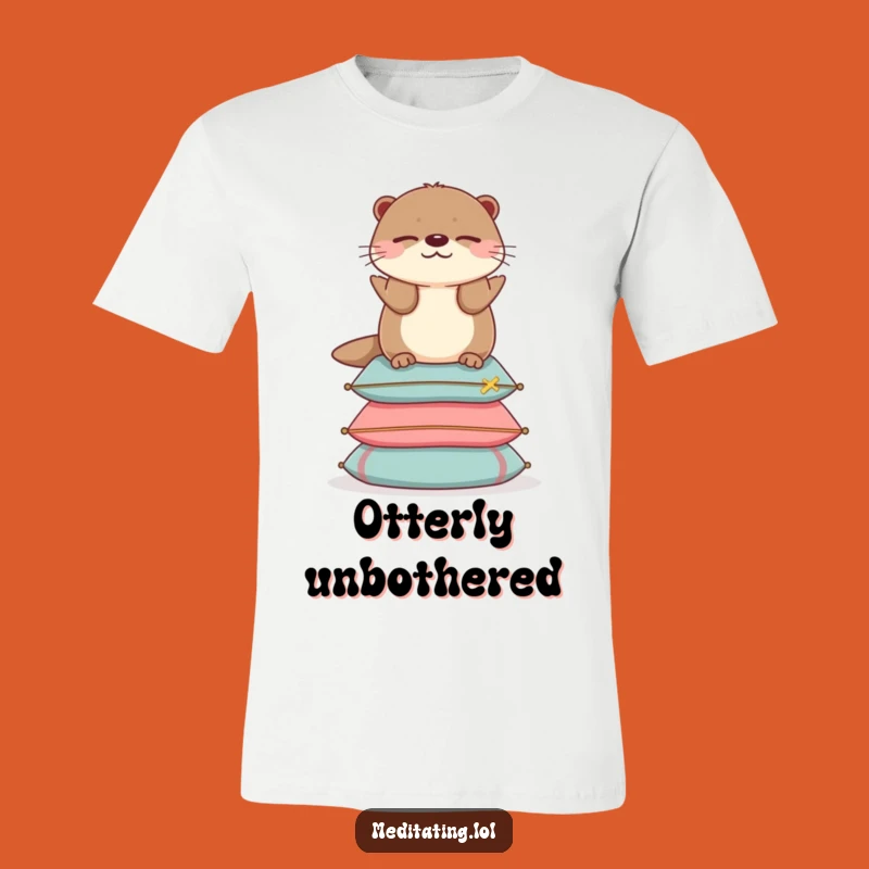 Funny Otter Cushion T-Shirt: Hilarious Animal Balance Tee for Chill Vibes