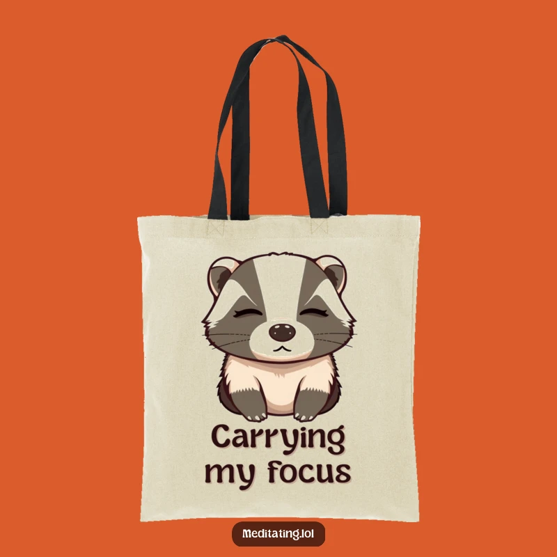 Funny Determined Badger Deep Breath Tote Bag - Carry Your Focus Daily Gift