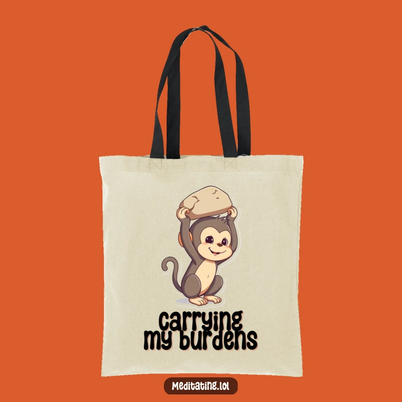 Funny Monkey Balancing Rock Tote Bag: Carry Your Fun with Style