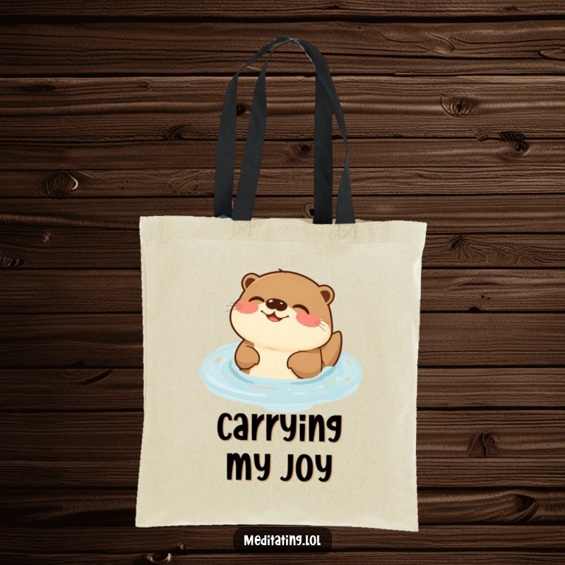 Funny Otter Tote Bag: A humorous tote bag showing a happy otter humming while floating, perfect for carrying daily essentials.